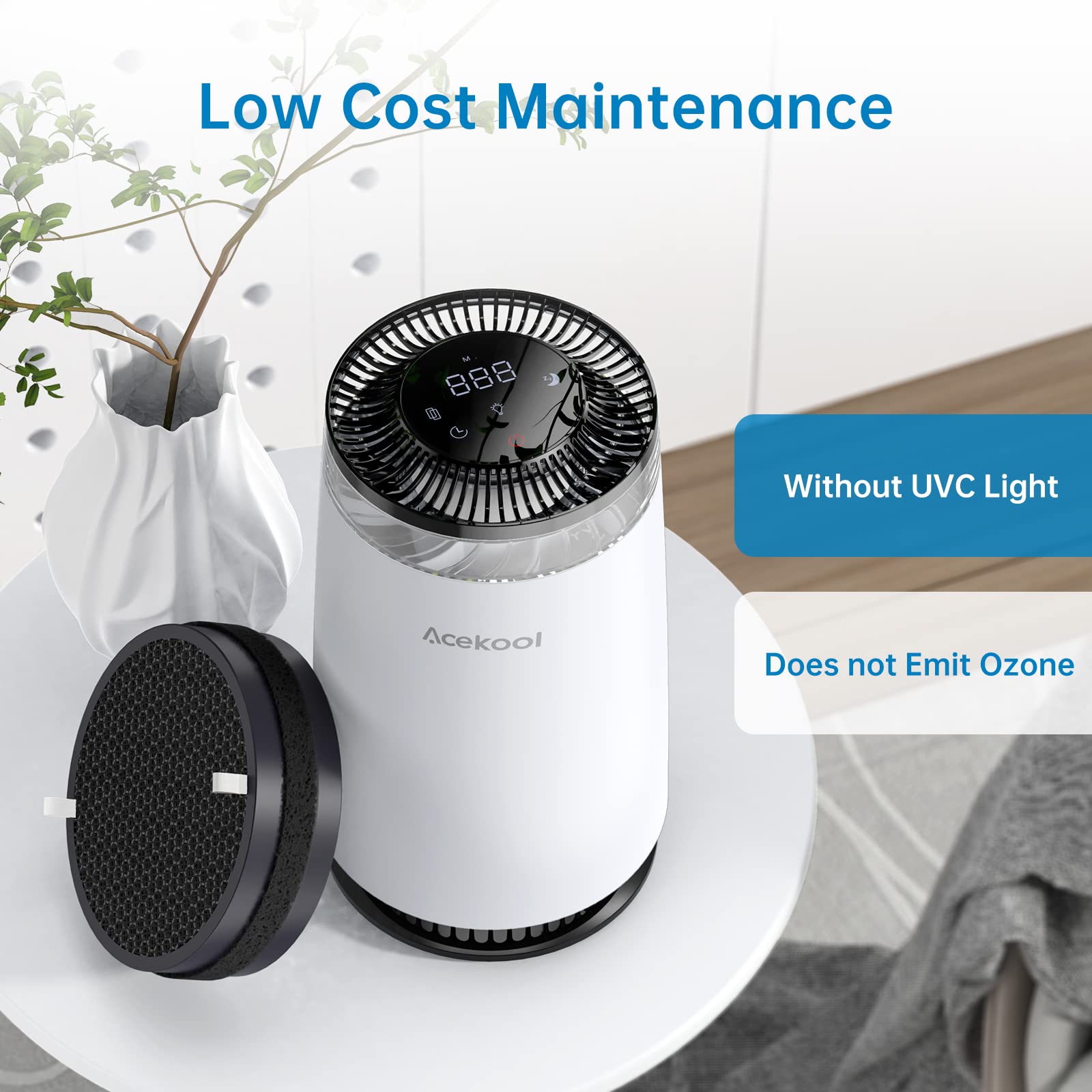 Filtro di ricambio per purificatore d'aria Garvee H13 True HEPA Carbone attivo Filtrazione a 4 stadi Bianco Per uso domestico Facile sostituzione