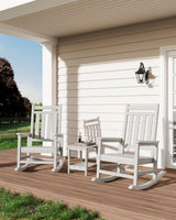 Set Garvee 2 Sedie a Dondolo Adirondack in HDPE con Tavolino Laterale per Patio e Giardino, Resistente a Tutte le Intemperie, Schienale Alto, Capacità 172 kg, Nero - White