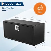 Cassetta Portautensili Acciaio Nero Garvee Calibro 12 per Cassone Camion - Regalo Perfetto Festa del Papà, Resistente Intemperie, 25x14x16 pollici