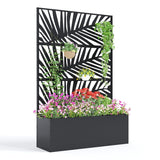 Garvee Letto Da Giardino Rialzato In Metallo Con Graticcio, 180x119x41 cm, Nero, Per Patio E Balcone, Resistente Alla Ruggine - Palm Leaf