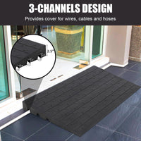 Rampa di soglia in gomma Garvee, inclinazione 2,5", capacità di carico 2500 libbre, robusta protezione per cavi antiscivolo in gomma a 3 canali per sedie a rotelle e scooter.