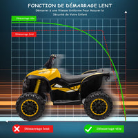 Garvee Kids Quad Giallo 83x53x56cm LED Musica Telecomando – Quad elettrico per bambini dai 3 anni in su con illuminazione e telecomando per genitori per giardino e parco giochi.