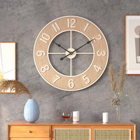GARVEE Grande orologio da parete silenzioso moderno con venature del legno da 60 cm per cucina, soggiorno, ufficio, bar, resistente alle intemperie