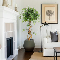 Albero di ficus artificiale Garvee da 4 piedi con tronco curvo, oltre 756 foglie di seta, vaso bianco, rami regolabili per la decorazione di casa e ufficio