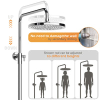 GARVEE Doccia a pioggia senza rubinetto con mensola, sistema doccia regolabile in acciaio inox per doccia, 25 cm rotondo cromato