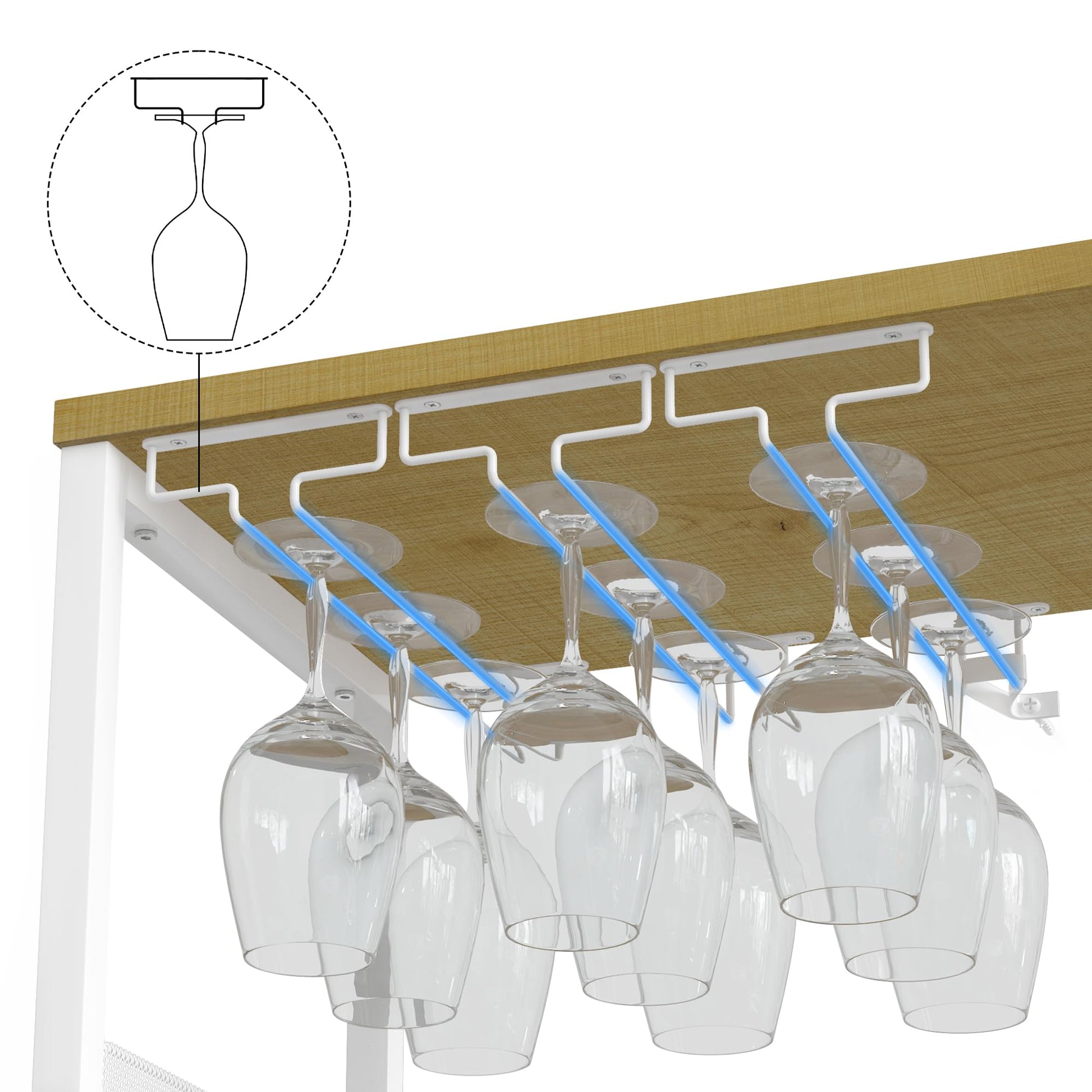 Mobile bar per vino Garvee, 3 ripiani con portabottiglie rimovibile per cucina e bar, 69,1 cm L x 35,1 cm P x 91,9 cm A, bianco, robusto MDF e ferro