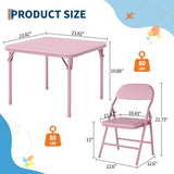 Garvee Set Tavolo e Sedie Pieghevoli Bambini in Pelle PU, Stabile e Facile da Usare per Studio e Campeggio, Leggero e Resistente