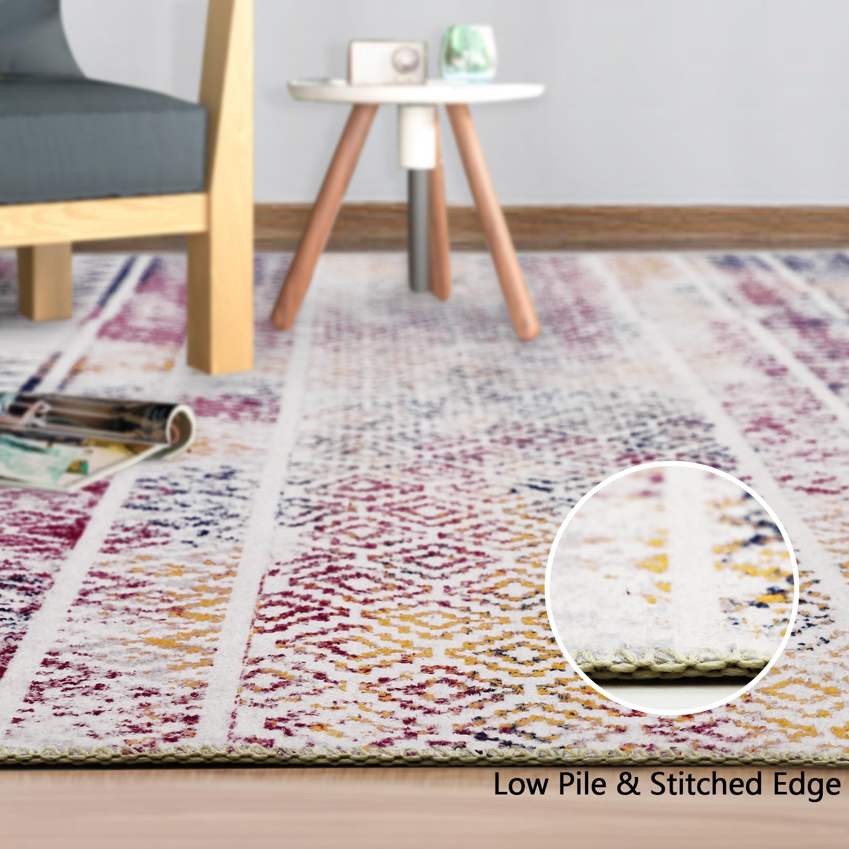 Garvee Tappeto Moderno Boho 160x200 cm Antiscivolo Lavabile in Lavatrice Fibra di Poliestere Basso Pelo per Soggiorno e Camera