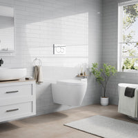 Telaio per WC sospeso Garvee da 112 cm, cassetta di scarico nascosta, set completo, installazione in acciaio bianco