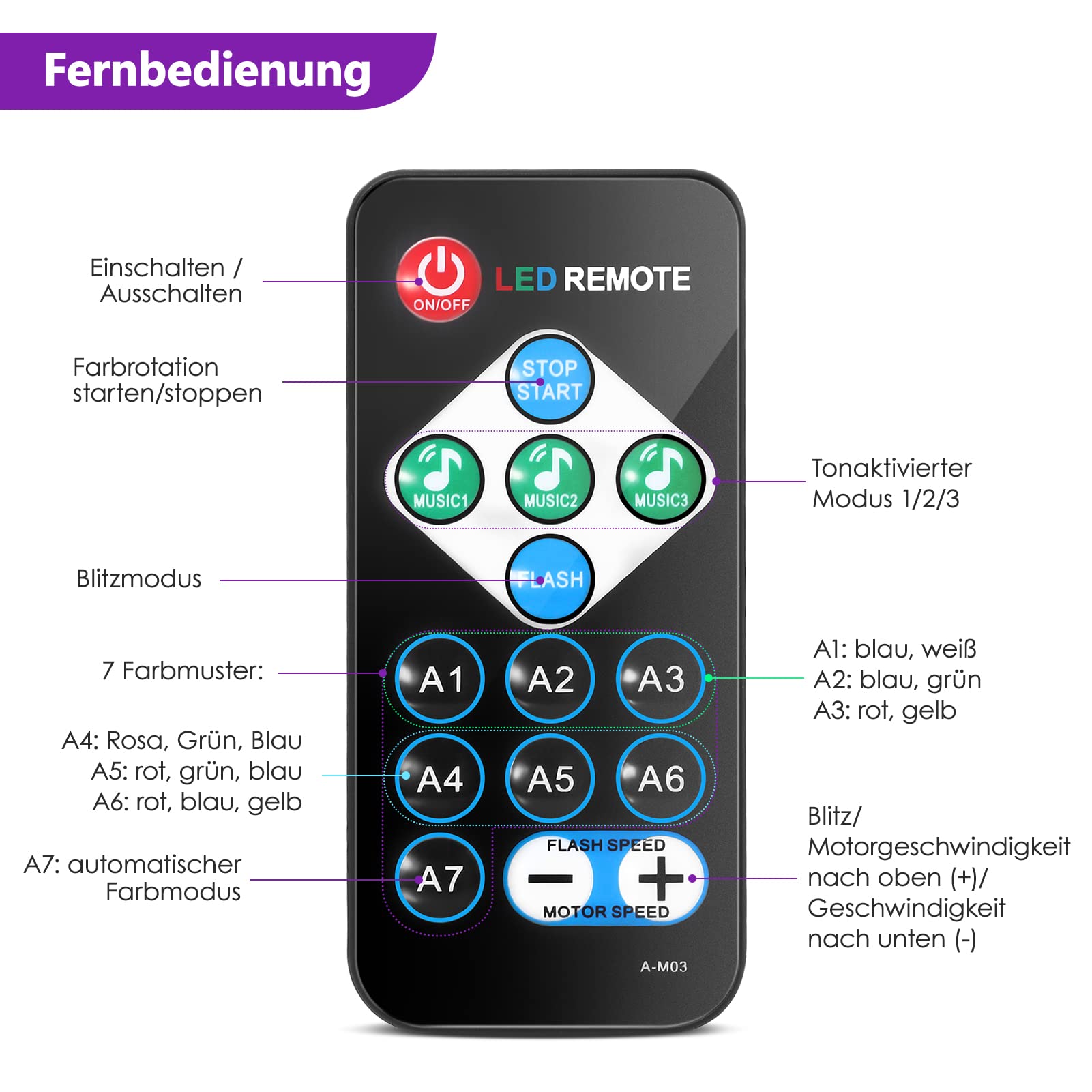 Garvee Disco Ball Disco Light 6W LED Luci per feste DJ Illuminazione da palco 7 colori Controllo musicale Telecomando, 2 pezzi, multicolore