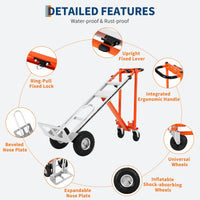 Carrello pieghevole Garvee 3 in 1, in alluminio, ruote da 10 pollici, per la casa e lo stoccaggio