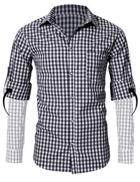 Camicia da uomo Garvee Slim Fit, tradizionale camicia a quadri per l'Oktoberfest, XS-4XL, rosso e blu