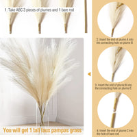 Garvee Set da 4 pezzi di erba artificiale della Pampa da 44 pollici beige per matrimoni e soggiorni in stile boho e country