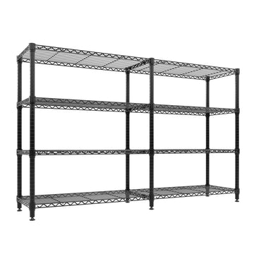 Scaffalatura in metallo Garvee da 59" di altezza, 5 ripiani, a forma di L, ripiani in filo metallico regolabili, scaffale portaoggetti resistente per cucina, ufficio, garage, 70,8" di larghezza x 59,4" di altezza x 15,7" di profondità, nero