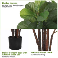 Albero di fico artificiale Garvee a foglia di violino, 4,9 piedi, con 102 foglie, per decorazioni per la casa e l'ufficio, verde, resistente alle intemperie