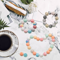 Garvee 100 pezzi di perline in silicone da 15 mm rotonde colorate per la creazione di gioielli fai da te, portachiavi, collane, braccialetti