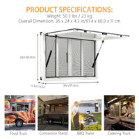 Finestra per food truck in alluminio Garvee Concession Window 36"x24" con 4 finestre scorrevoli e tenda da sole, telaio in acciaio inossidabile, maniglia di sicurezza, ideale per food truck