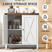 Credenza buffet da cucina Garvee con ante, ripiano regolabile, stile country, per cucina, soggiorno, sala da pranzo, bianca