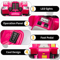 Quad elettrico per bambini Garvee 6V rosso rosa con musica a LED per una guida sicura a partire dai 3 anni, sia all'interno che all'esterno.