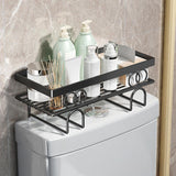 Scaffale portaoggetti sopra il WC Garvee, 1 ripiano, non necessita di foratura, per bagni e piccoli spazi, salvaspazio, robusto, design a griglia - 