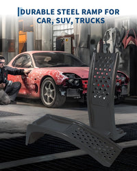 Ponti sollevatori per auto Garvee Heavy Duty, capacità 8000 libbre, 2 pezzi, acciaio, antiscivolo, altezza di sollevamento 8 pollici, nero, officina e garage