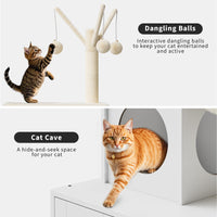 Garvee Cat House con tiragraffi e nascondiglio per lettiera, tiragraffi in sisal, più livelli, bianco, per soggiorno