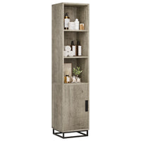 Mobiletto da bagno alto Garvee da 70" stretto con anta, ripiano regolabile, in legno, stile country moderno, nero, per cucina e soggiorno