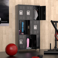 Mobiletto portaoggetti in metallo Garvee con 9 ante e 18 ganci, verniciato a polvere, per ufficio, scuola, palestra, garage