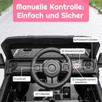 Auto elettrica per bambini Garvee con batteria potenziata da 12 V 7 Ah, 3 velocità, 2 modalità di funzionamento, telecomando 2.4G, luci LED, Bluetooth, cinture di sicurezza, rosa per bambini da 1 a 8 anni