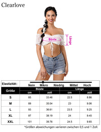 Camicetta Dirndl Garvee in pizzo bianco da donna, camicetta tradizionale, manica corta, spalle scoperte, per l'Oktoberfest, taglia 42