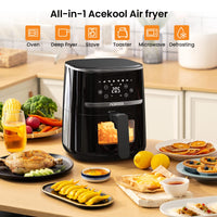 Friggitrice ad aria calda Garvee da 4,5 l e 1500 W con finestra di visualizzazione e tappetino da forno in silicone per la cucina di famiglia