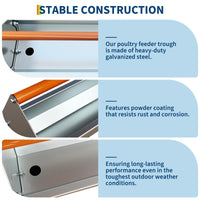 Mangiatoia per polli Garvee da 45 pollici in acciaio zincato con barra trasversale girevole ad alta capacità per polli e anatre