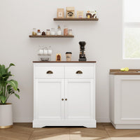 Garvee Buffet Bianco Rustico con 2 Ante e 2 Cassetti, Piano di Lavoro in Legno Resistente, Multiuso per Cucina e Sala da Pranzo, 41.3"x15.6", Marrone