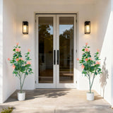 Garvee Albero di Ibisco Artificiale 120 cm con Fiori Realistici, Tessuto Seta e Plastica, Pot Bianco, Stile Nordico per Soggiorno e Ingresso - Weißes Becken