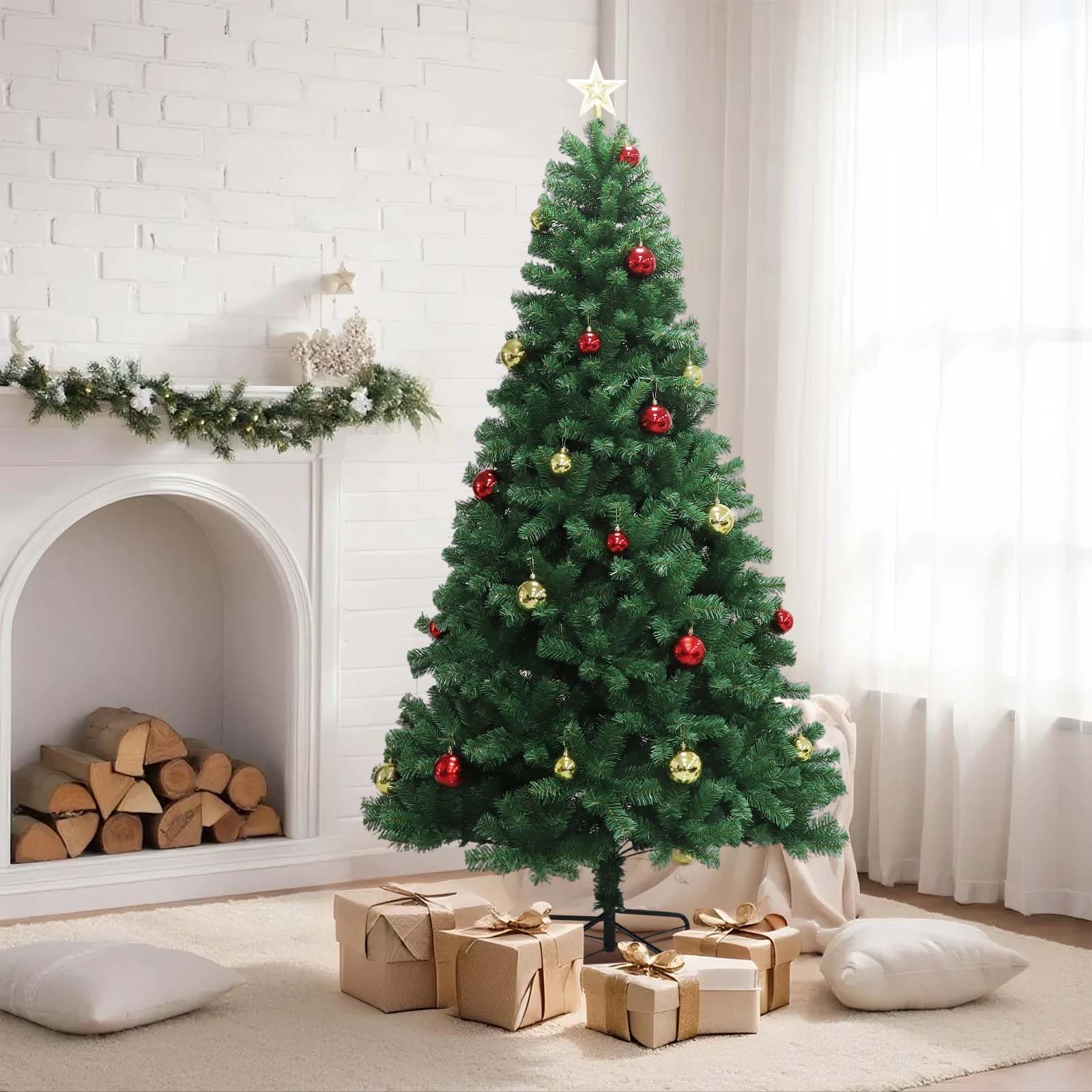 Albero di Natale Garvee 180 cm Effetto Neve con Telecomando - Artificiale PVC Decorazioni Soggiorno