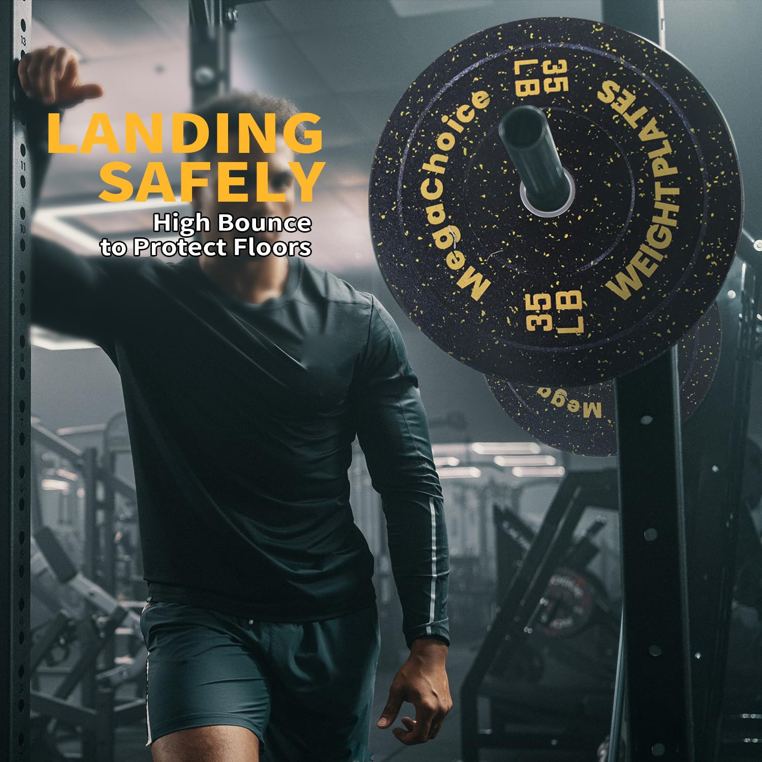 Garvee 2 pezzi 35 libbre dischi bilanciere in gomma per sollevamento pesi con anello in acciaio per palestra domestica fitness, 2 pollici, multicolore