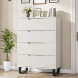 Garvee Cassettiera 4 Cassetti Alta Regolabile in MDF con Piano Impermeabile per Camera e Soggiorno 41.5" Naturale - White
