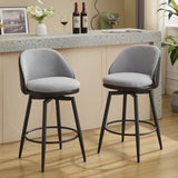 Garvee Set 2 Sgabelli Da Bar 26" Girevoli Con Rivestimento In PU E Lino, Gambe In Metallo, Design Armless, Altezza Contatore, Cucina E Sala Da Pranzo, Nero