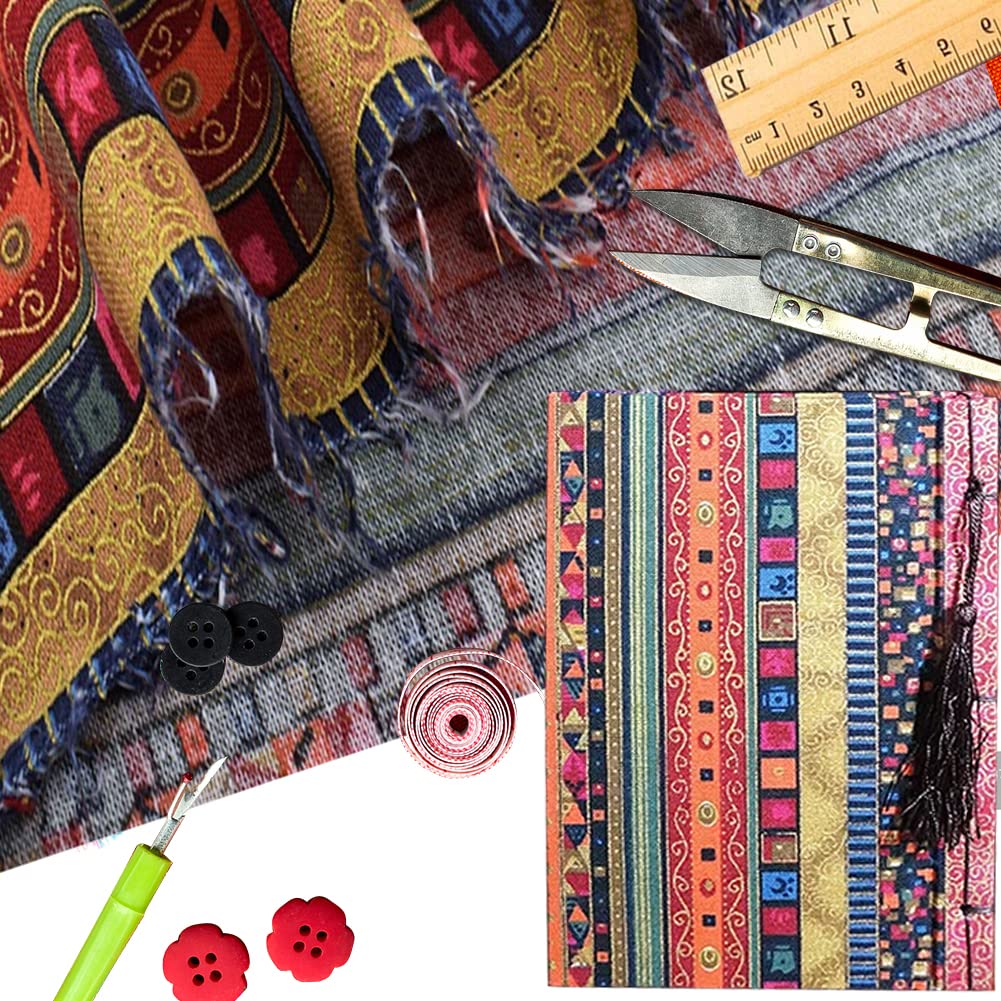 Garvee 5 pezzi di tessuti di cotone Fat Quarters con stampa etnica per patchwork e progetti di cucito fai da te, 10x8 pollici, multicolore