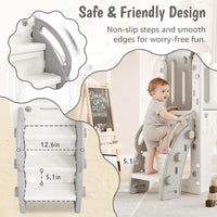 Garvee 8 in 1 Scivolo per bambini, parco giochi per interni ed esterni, con scala di arrampicata, canestro da basket, HDPE telescopico