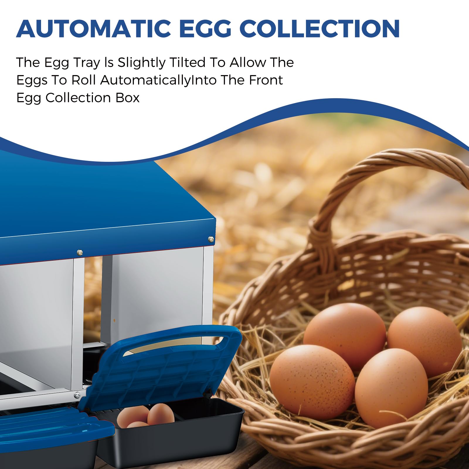 Nido per polli Garvee a 3 fori, in metallo, antiruggine, vassoio rimovibile per pollaio, fattoria