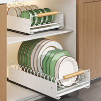 Garvee Organizer estensibile per mobili da cucina con chiusura adesiva, robusto acciaio al carbonio per cucina e bagno, bianco, taglia unica