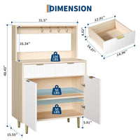 Credenza a buffet scanalata Garvee con ripiani regolabili, 2 cassetti, legno, gambe in metallo, soggiorno e cucina moderni, protezione antiribaltamento, elegante motivo a onde