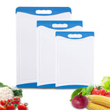Set di taglieri da cucina Garvee, 3 pezzi, senza BPA, con scanalatura per il succo e manico, uso versatile, 42 cm x 35 cm x 29 cm, multicolore