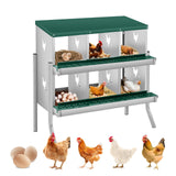 Garvee 6 Compartimenti Cassette Nidificazione Galline, Scatole Uova con Protezione, Acciaio Zincato Resistente, Per Fattorie e Pollai, Montaggio Rapido, Facili da Pulire - Verde | 6 Fori con Gambe