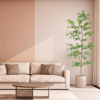 Albero di Schefflera Garvee artificiale da 180 cm con foglie realistiche e tronco naturale, facile da pulire, vaso di plastica nero per arredamento interno, soggiorno e ufficio