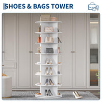 Torre portascarpe girevole a 7 ripiani Garvee, girevole a 360°, MDF da 12 mm, per soggiorno e corridoio, salvaspazio, versatile, indipendente
