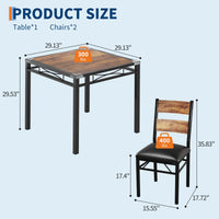 Set da pranzo Garvee per 2 persone con sedie imbottite, protezioni angolari, robusto legno MDF, ergonomico, salvaspazio, marrone, cucina e appartamento