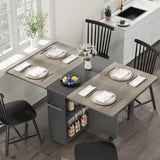 Garvee Tavolo Da Pranzo Pieghevole In Rovere Ardesia Con 6 Ruote E Ripiano, Expandibile Per 4-6 Persone, Perfetto Per Cucina E Ufficio, Salvaspazio