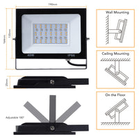 Proiettori LED RGB Garvee da 40 W, confezione da 2 proiettori LED per esterni, 10 modalità, impermeabili IP66, 256 colori, bianco caldo 3000 K, illuminazione da giardino